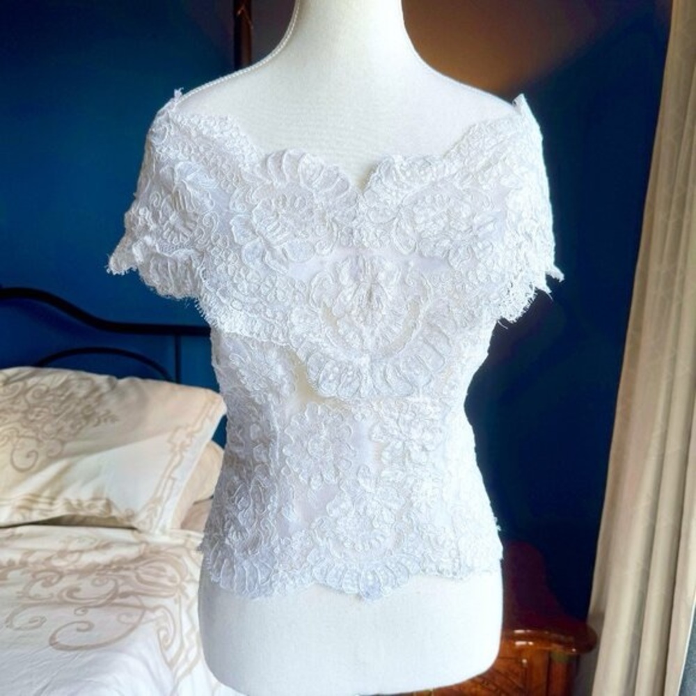 Vintage Off Shoulder Lace Bridal Bustier Corset Top